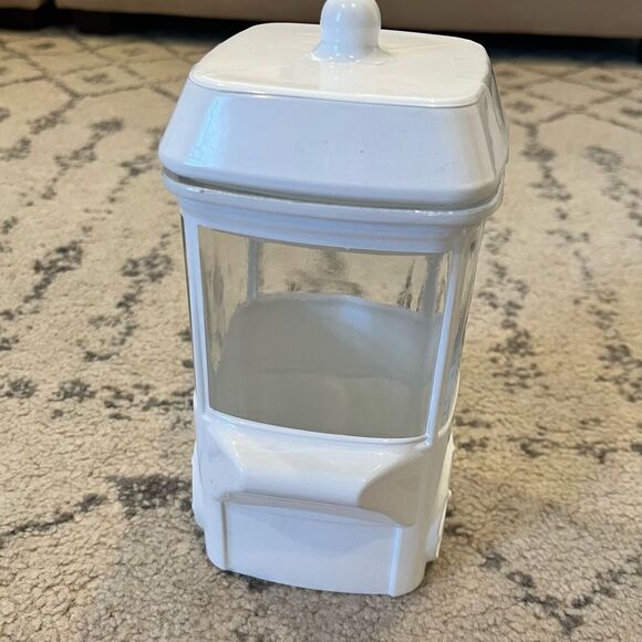 NWT White Ceramic & Glass Popcorn Cart Machine Shape Candy Treat Jar Canister - Picture 5 of 5